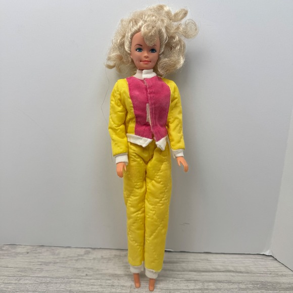 Unbranded Other - Vintage Ski Suit Outfit Fashion for Barbie's Yellow Pink Quilted with Doll Retro
